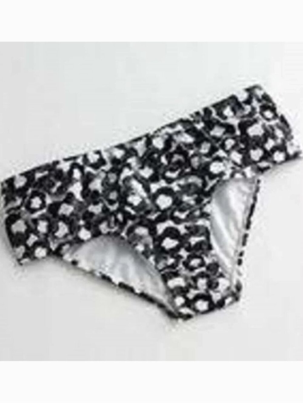 Daisy Fuentes Bikini Bottoms Womens 14 Black White Silver Foil Metallic Swimsuit